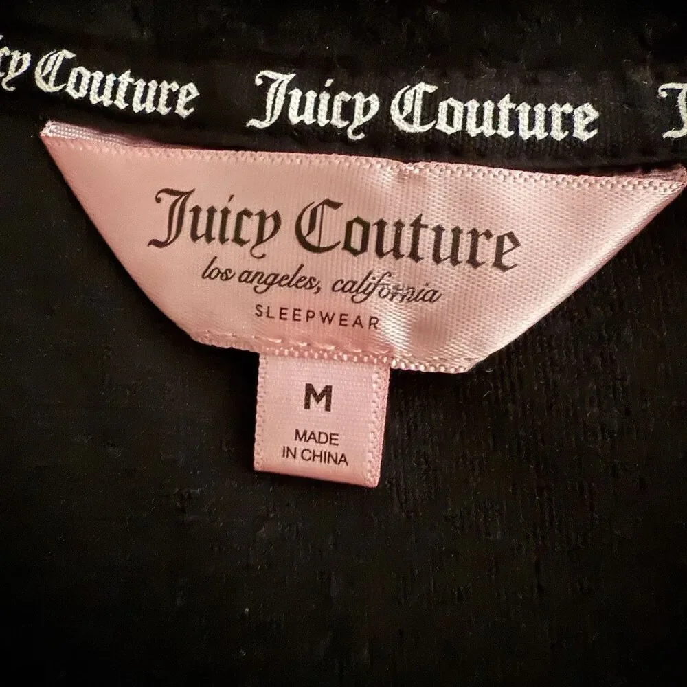 Juicy Couture Black Velvet Lounge Top Juicy Logo Size M One Piece Only NWT